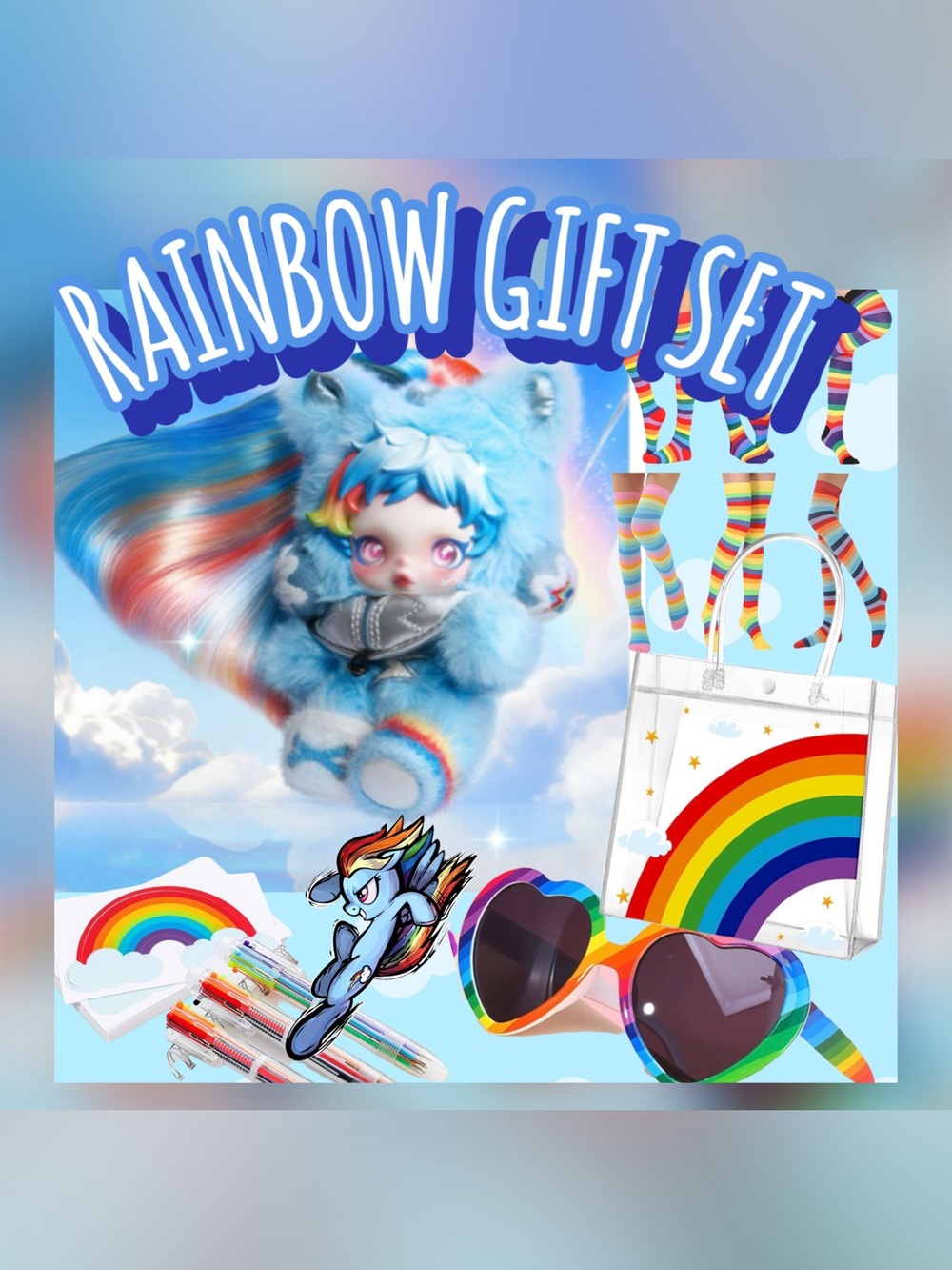 🌈⚡️Pop Mart Skull Panda Rainbow Dash Gift Set